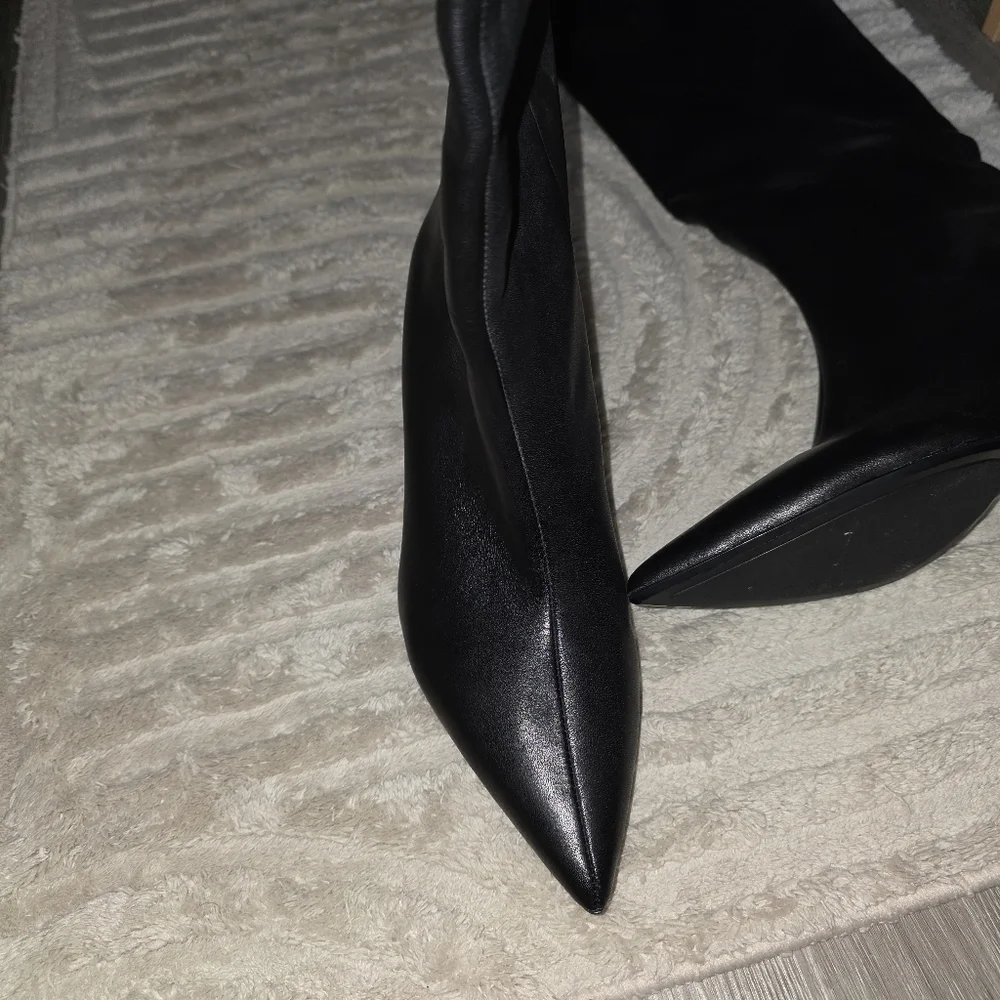 ZARA Genuine Leather Heeled Boots – Size 7.5 (EU 38) – New - Picture 2 of 5